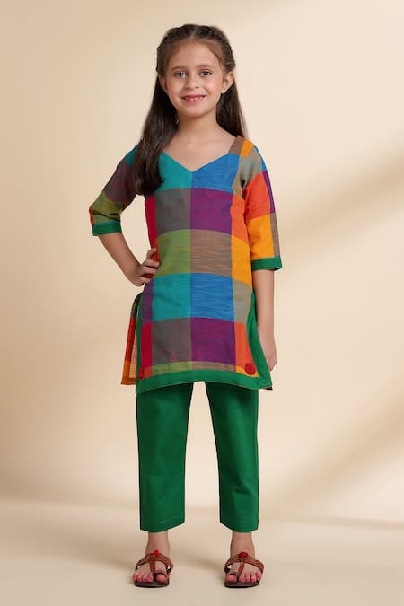 The Cotton Staple Checkered Kurta Set 