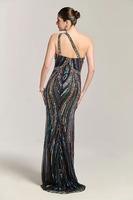 Bling Empire Crystal Couture One Shoulder Gown 