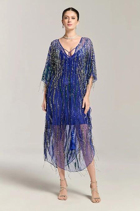 Bling Empire Bead Embellished Kaftan Dress 