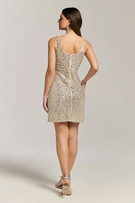 Bling Empire Diamond Waves Embellished Mini Dress 