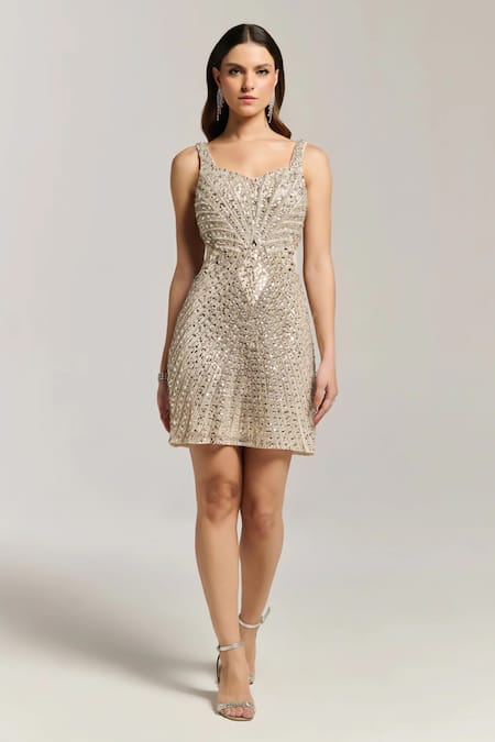 Bling Empire Diamond Waves Embellished Mini Dress 