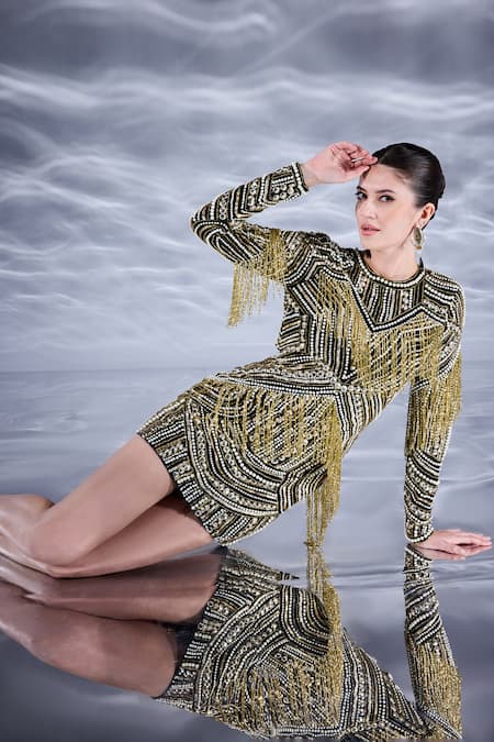 Bling Empire Old Is Gold Embellished Dress 