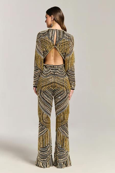 Bling Empire Golden Fringe Jumpsuit 
