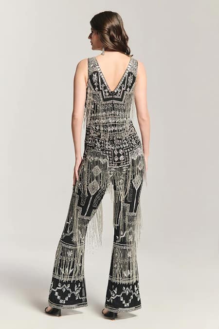 Bling Empire Luxe Noir Embellished Jumpsuit 