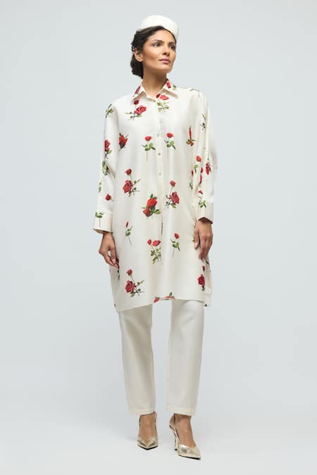 Balance By Rohit Bal Floral Print Chanderi Tunic 