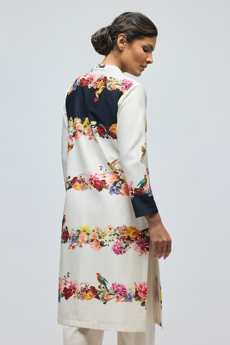 Balance By Rohit Bal Floral Print Chanderi Tunic With Pant 