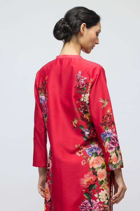 Balance By Rohit Bal Floral Print Chanderi Tunic With Pant 