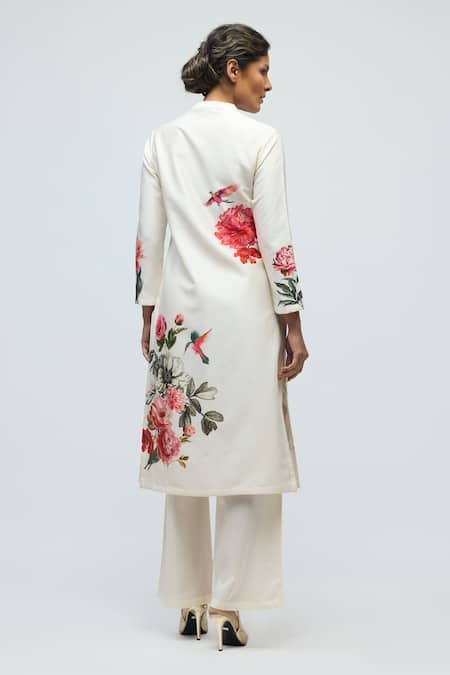 Balance By Rohit Bal Floral Print Chanderi Tunic With Pant 