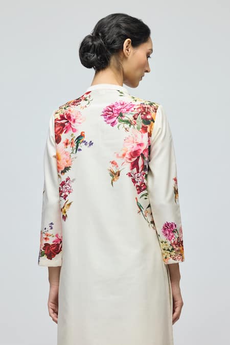 Balance By Rohit Bal Floral Print Chanderi Tunic With Pant 