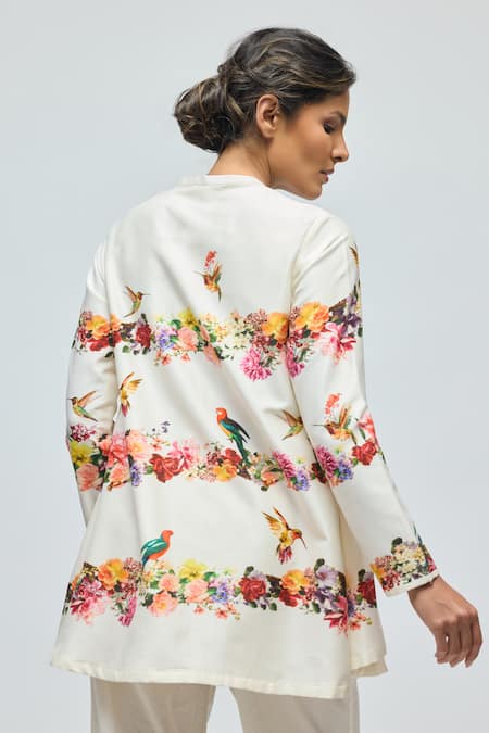 Balance By Rohit Bal Floral Print Chanderi Tunic With Pant 