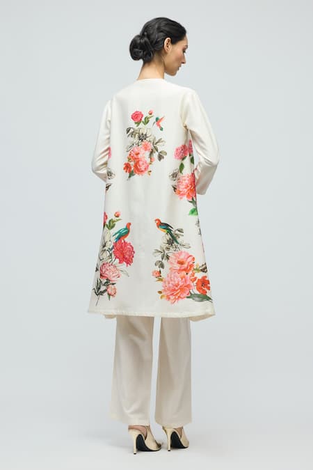 Balance By Rohit Bal Floral Print Chanderi Tunic With Palazzo 