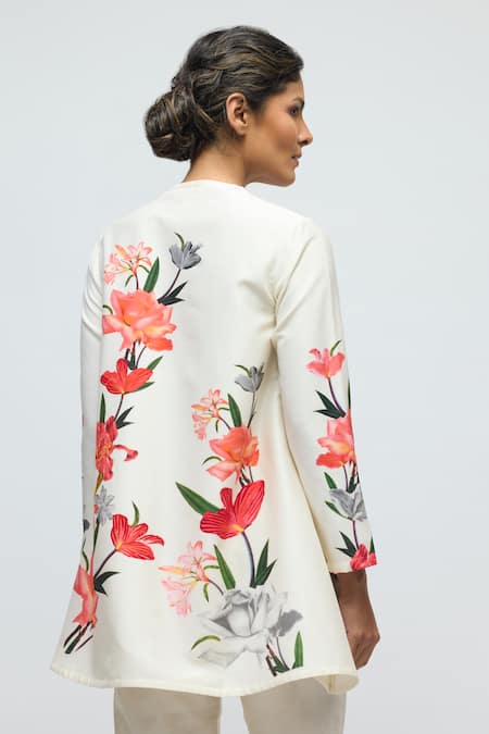 Balance By Rohit Bal Floral Print Chanderi Tunic With Pant 