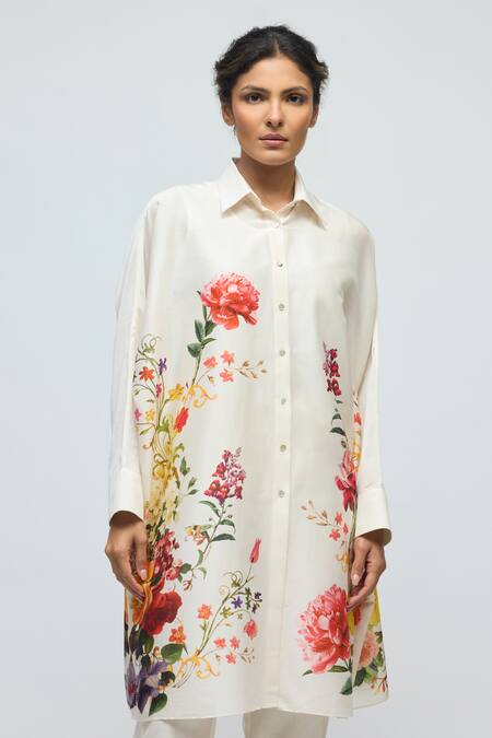 Balance By Rohit Bal Floral Print Chanderi Tunic 