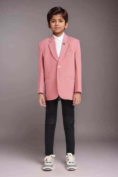 Petite Pomme Solid Pink Blazer 