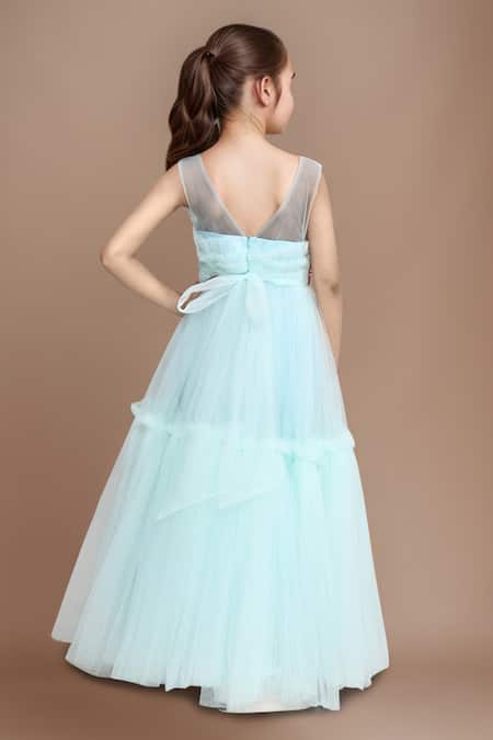 Petite Pomme Bow Embellished Party Gown 