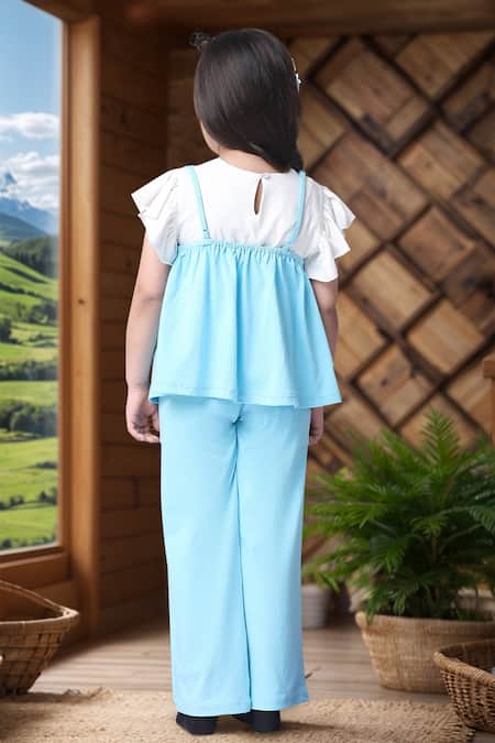 Petite Pomme Skyblue Peplum Top & Pant Set 