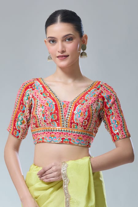 Samyukta Singhania Abstract Print Saree Blouse 