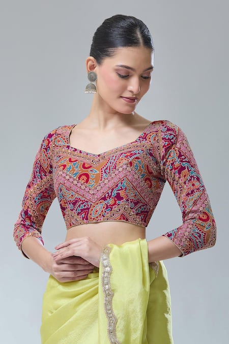 Samyukta Singhania Padded Flower Print Saree Blouse 
