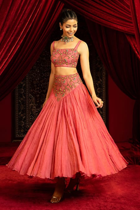 Sonia Baderia Hand Embroidered Bustier & Skirt Set 