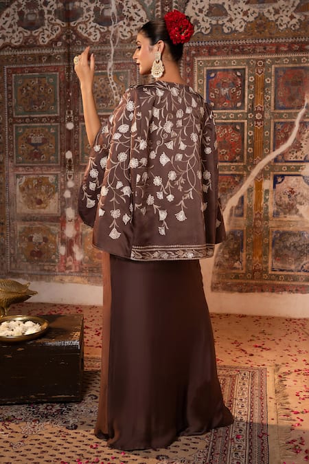 Angad Creations Eera Thread & Tilla Embroidered Shrug Jacket Set 