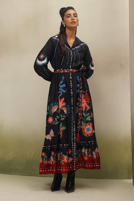 NOIB Celia Garden Dancers Print Dress With Belt 