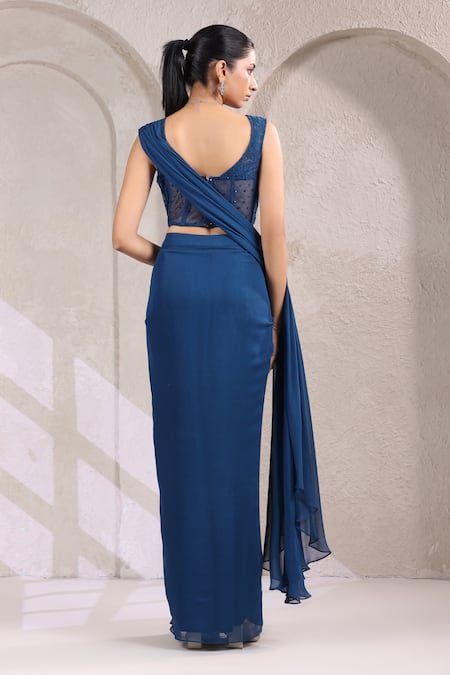 K-Anshika Pre-Draped Saree With Embroidered Corset 