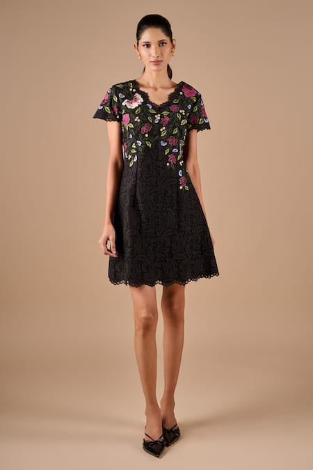 Shriya Som Floral Lace A-Line Dress 