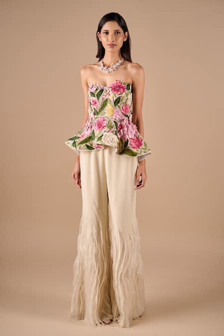 Shriya Som Multi Floral Peplum Top & Pant Set 