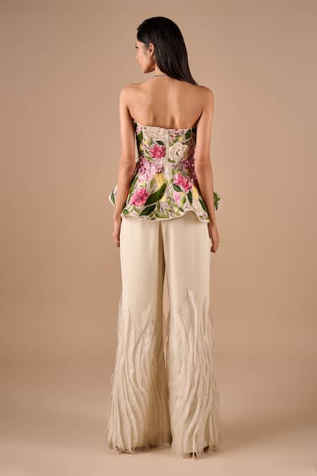 Shriya Som Multi Floral Peplum Top & Pant Set 