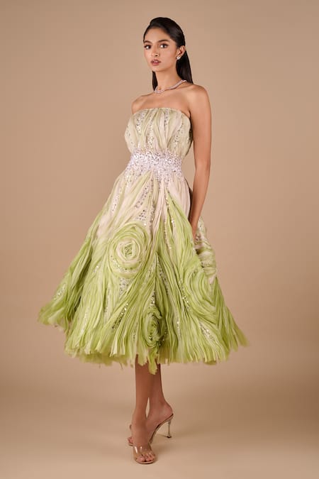 Shriya Som Textured Sequin Bandeau Dress 