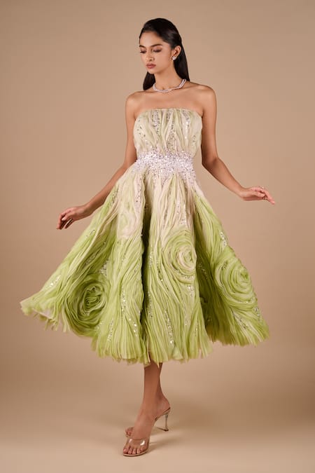 Shriya Som Textured Sequin Bandeau Dress 