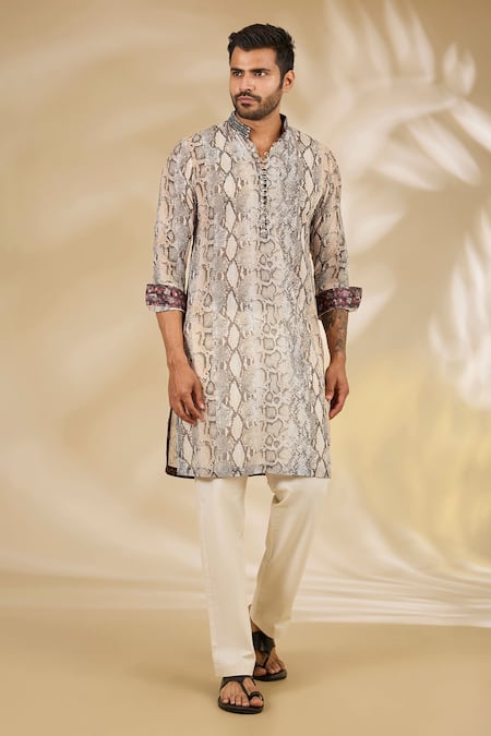 Rabani & Rakha Snake Print Kurta & Pant Set 