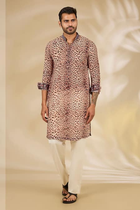 Rabani & Rakha Leopard Print Kurta & Pant Set 