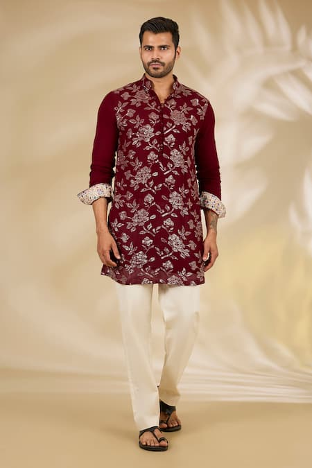 Rabani & Rakha Sequin Floral Kurta & Pant Set 