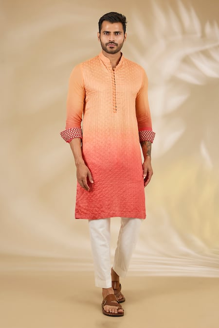 Rabani & Rakha Ombre Thread Booti Kurta & Cotton Silk Pant 
