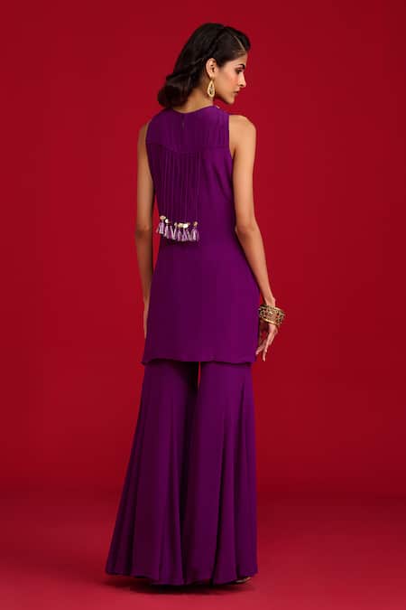 Megha Pitti Hand Embroidered Kurta Sharara Set 