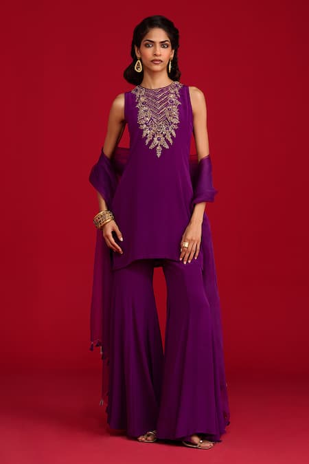 Megha Pitti Hand Embroidered Kurta Sharara Set 