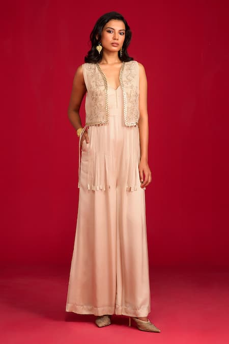 Megha Pitti Sequin & Pita Embroidered Jumpsuit With Jacket 