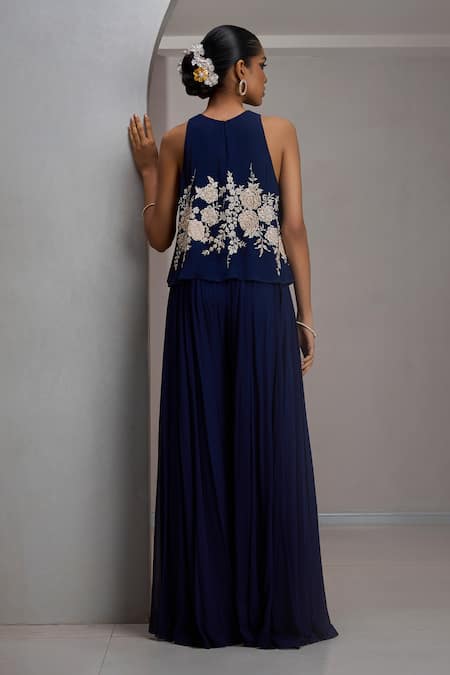 Maisolos Embroidered Crop Top Sharara Set 