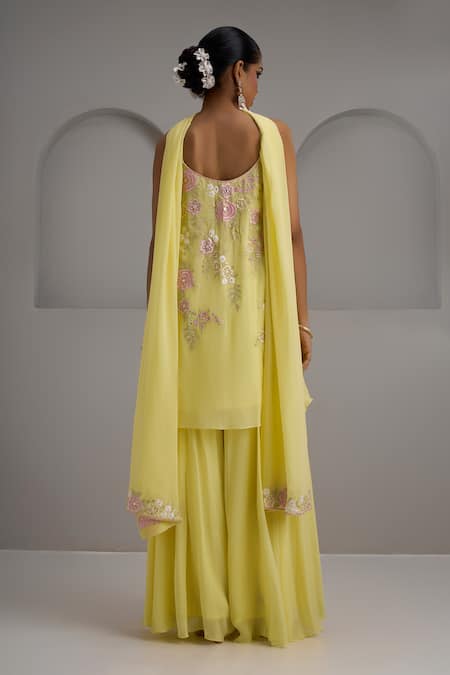 Maisolos Pastel Embroidered Kurta Sharara Set 