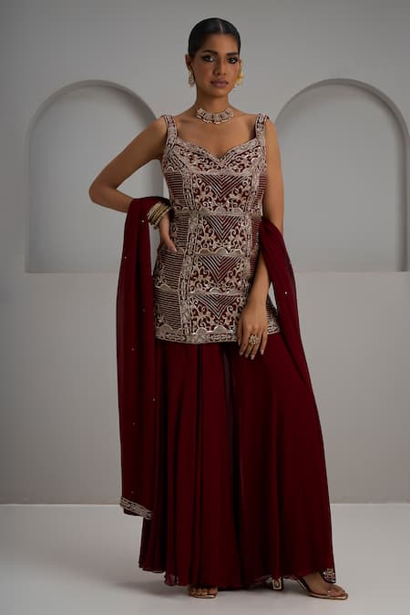 Maisolos Hand Embroidered Kurta Sharara Set 