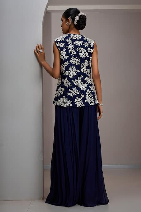 Maisolos Ivory Mirror Embroidered Jacket & Sharara Set 