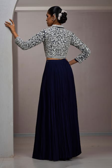 Maisolos Embroidered Cropped Jacket With Gathered Skirt 