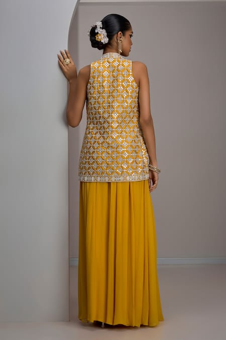 Maisolos Hand Embroidered Jacket Sharara Set 