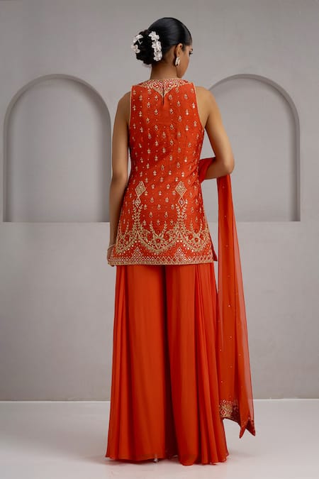 Maisolos Floral Hand Embroidered Kurta Sharara Set 