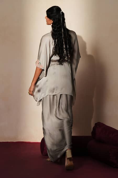 ISHA GUPTA TAYAL Aiyana Embroidered Top Draped Skirt Set 