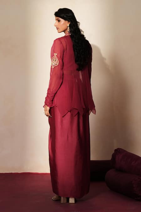 ISHA GUPTA TAYAL Itr Embroidered Shirt & Draped Skirt Set 