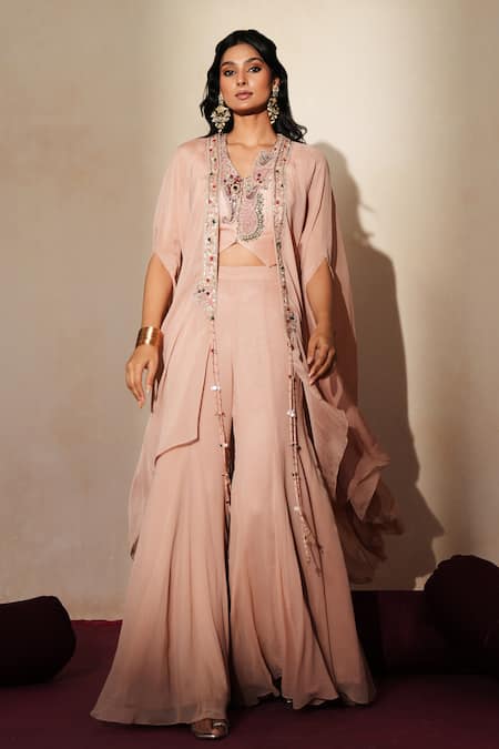 ISHA GUPTA TAYAL Rajlata Embroidered Cape Sharara Set 