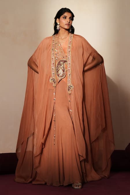 ISHA GUPTA TAYAL Morni Embroidered Cape Sharara Set 