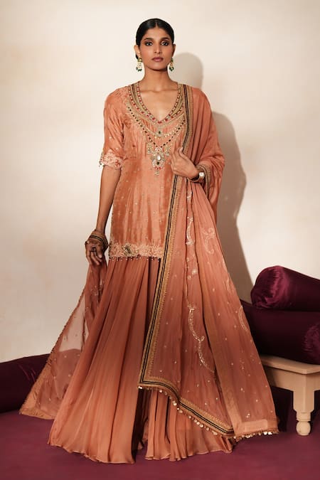 ISHA GUPTA TAYAL Mrinalika Embroidered Kurta Sharara Set 